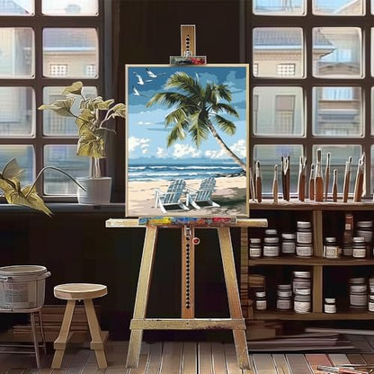 Natuyalo Paint by Numbers Kit for Adults - Beach DIY Adult Paint by Number Kits Seascape Acrylic Canvas Painting for Adults Beginners Kids Art Crafts Without Frame, 16x20 Inch - Image 4