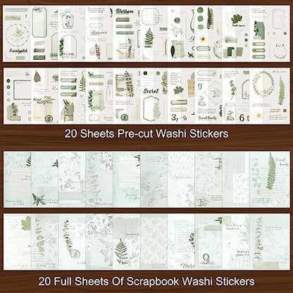 Dizdkizd Botanical Washi Stickers for Journaling, Ephemera Sticker Book for Junk Journal with 180pcs Plant Washi Stickers and 20 Adhesive Scrapbook Sticker Sheets, Vintage Scrapbooking Supplies - Image 2