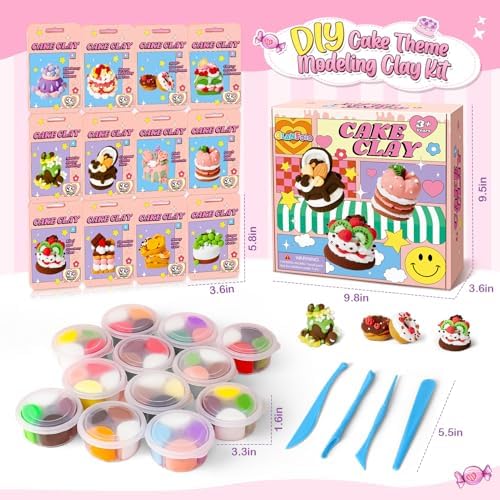 Air Dry Clay for Kids Modeling Clay Kit, 12 Boxes Model Magic Molding Clay with Tools & Tutorial, Non-Sticky, Arts and Crafts for Kid Ages 4-8 8-12 Girl Birthday Gift, Cake Party Favor Classroom Prize - Image 3