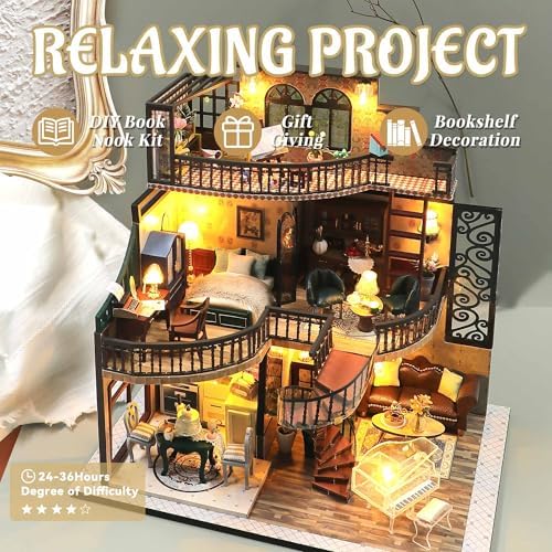 Flever DIY Miniature House Kit, Tiny Home Kit with LED Light, Mini House Build Craft Kits for Adults and Teens, Home Decor Creative Gift for Family/Friends (Dream Building Pavilion) - Image 5