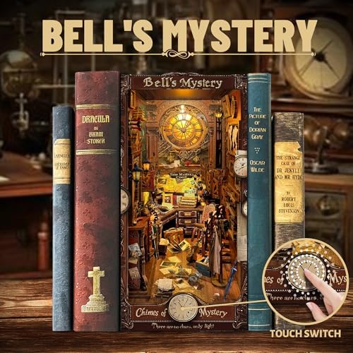 Book Nook Kit Miniature Booknook Kit Decorative Bookend Bookshelf 3D Wooden Puzzle Dollhouse Gifts for Adults Teens - Bell's Mystery (SQ-42) - Image 2