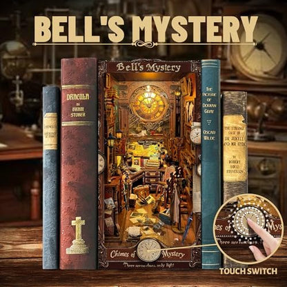 Book Nook Kit Miniature Booknook Kit Decorative Bookend Bookshelf 3D Wooden Puzzle Dollhouse Gifts for Adults Teens - Bell's Mystery (SQ-42) - Image 2