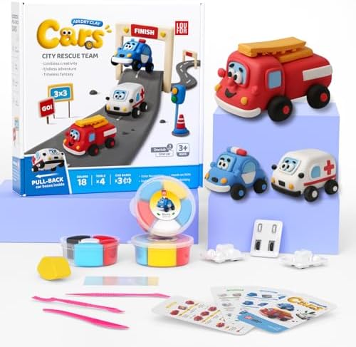 Air Dry Clay Kit for Kids - 3 Boxes Pull Back Car Making by LOUFOR-THENOBILITYINCLAY
