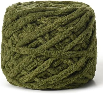 Plush Chenille Chunky Yarn 100g (49.2yd) - Fluffy Velvet Yarn Crochet for Blanket Knitting and Crocheting - Baby Yarns for Crocheting Soft - Amigurumi Yarns (Army Green) by OMoiut