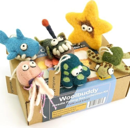 Woolbuddy Needle Felting Kit Starter Set (Sea Animals) for Beginner Adults by Woolbuddy