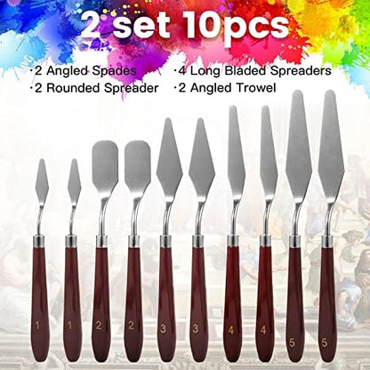 10PCS Palette Knife, Stainless Steel Painting Knife Set, Flexible Spatula Pallet Knife, Metal Artist Knives, Oil Painting Accessories Color Mixing Scraper for Oil, Canvas, Acrylic Painting By CUALORK - Image 3