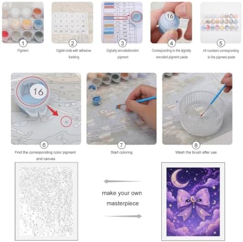 Lyngora Paint by Numbers Kit for Adults Beginner Art Decor Purple Moon Bow - Image 3