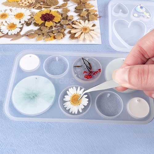 Resin Jewelry Molds, 128 Pcs Multiple UV Resin Earring Mold with Holes, Basic Epoxy Keychain Kits Bundle Complete Set, Necklace Pendant Moldes para Resina Epoxica for Female - Image 3
