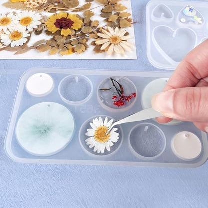 Resin Jewelry Molds, 128 Pcs Multiple UV Resin Earring Mold with Holes, Basic Epoxy Keychain Kits Bundle Complete Set, Necklace Pendant Moldes para Resina Epoxica for Female - Image 3
