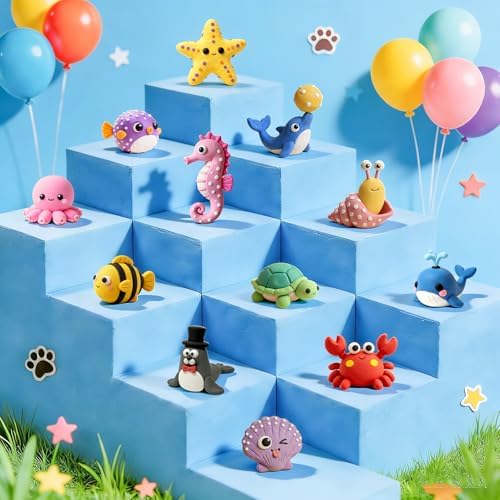 Air Dry Clay Kit - 12 Marine Animal Modeling Clay for Kids, Complete DIY Clay Craft Set with Sculpting Tools & Step-by-Step Tutorials, Ultra Soft & Non-Sticky Clay, Children's Day Gift Ideas - Image 3
