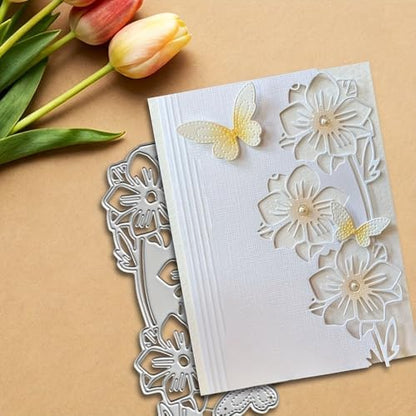 Lapoo Flowers Cutting Die for Scrapbooking - Durable Metal Cutting Die for DIY Scrapbook Photo Album Decorative Paper Card, Metal Card Making Supplies (Butterfly and Flower 5.5 x 2.7 in) by LAPOO