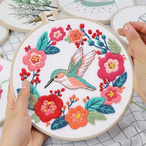 Louise Maelys Hummingbird Flower Embroidery Kit for Beginners Gift - Image 5