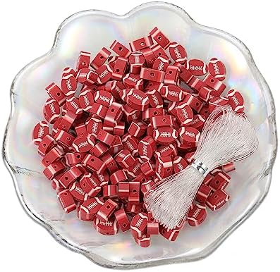 100pcs Sports Polymer Clay Beads Rugby Ball Beads DIY Jewelry Making for Earring Bracelet Necklace Key Chains Craft Accessories (Rugby Ball) by LUBINGSHINE