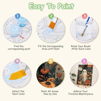 Spandrel Ghost Paint by Number Kits Floral for Adults, Halloween Paint by Number Kits on Canvas Daisy Flower, DIY Acrylic Oil Painting by Numbers Gitfs for Home Wall Decor, 8x12in - Image 7
