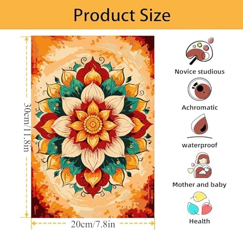 Mowana Mandala Paint by Numbers Kit for Adults - Adult Paint by Numbers for Beginners on Canvas with Frame and Easel, Easy Acrylic Oil Painting by Number Kits 8x12 inch - Image 6