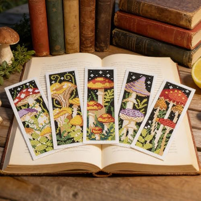 ORIGACH 6 Set Mushroom Jungle Cross Stitch Bookmark Kit for Beginner - Image 6