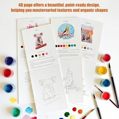 Watercolor Workbook, 100% Cotton Watercolor Paper Pad Set – 4 Pack (52 Sheets), 5.4" x 7.4" Cold Press 140lb / 300gsm Glue Bound Art Paper for Adults, Beginners & Daily Practice - Image 6