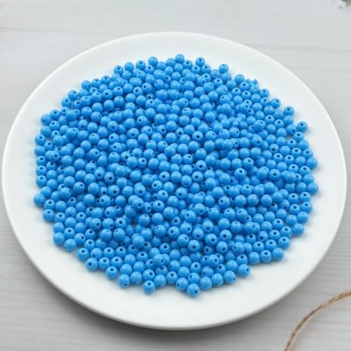 700pcs Acrylic Round Beads for Crafts 6mm Resin Candy Color Spacer Beads with Hole for Jewelry Making Sewing Crafts Decoration Necklaces Bracelets Earrings Supplies(Sky Blue) - Image 2