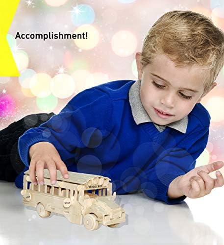 Puzzled 3D Puzzle School Bus Wood Craft Construction Kit - 112 Pieces Pack - Image 6