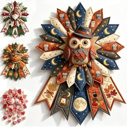 Beginner-Friendly 12- Month Themed 3D Quilted Door Hanger Sewing Kit Collection, DIY Fabric Patchwork Adults Craft Kit, Fall Art Wall Decor, Christmas Holiday Hanger，U9 by Unknown