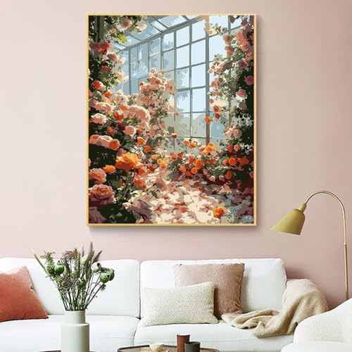 ZRIZQ Paint by Numbers Kit for Adults Beginners,Floral DIY Painting Set,Relaxing Creative Craft Activity,16x20 Inch-Flowers 13 - Image 3