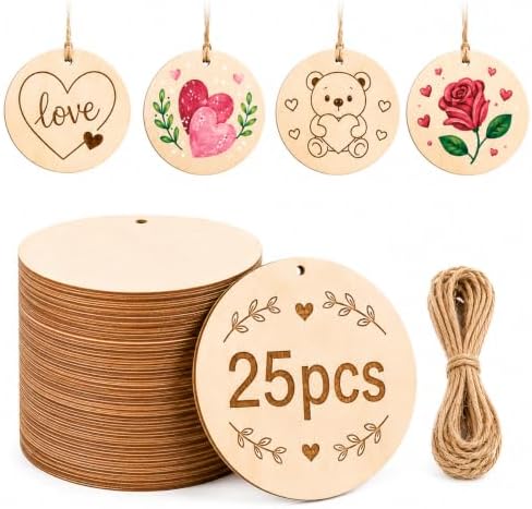 25PCS Wood Circles for Crafts, 4" Unfinished Wood Rounds by Unknown