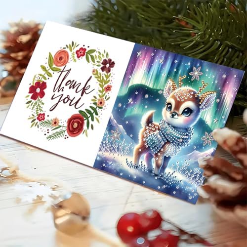 Christmas DIY Diamond Greeting Cards Set, 5D DIY Diamond Art Painting Christmas Style Greeting Card, DIY Christmas Card Making Kits for Family Friends Handmade Gift-#23-Deer - Image 6