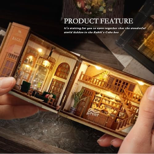 DIY Miniature Dollhouse Kits - Wooden Mini Model House with LED Lights, Tiny Furniture & Accessories – Craft Building Kits for Teens & Adults (Bagel Time) – Birthday Valentine's Gift - Image 5