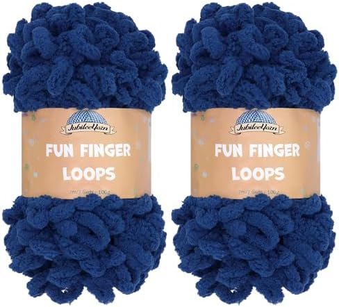 JubileeYarn Fun Finger Loops Yarn - Navy - 2 Skeins by BambooMN