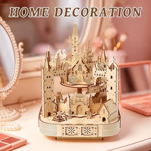 3D Wooden Puzzles for Adults, DIY Magic Castle Model Building Kit w/Music - Image 6