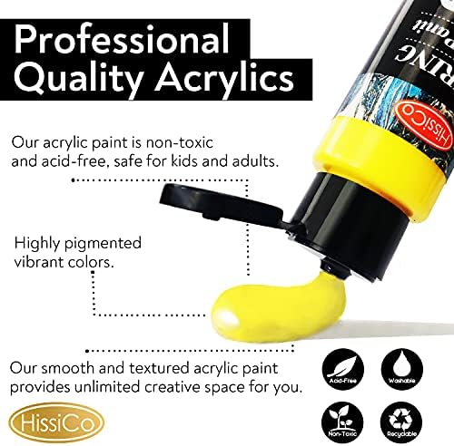 55PCS Acrylic Paint Set of 36 Colors 2fl oz 60ml Bottles 12 Brushes,Non Toxic 36 Colors Acrylic Paint No Fading Rich Pigment for Kids Adults Artists Canvas Crafts Wood Painting - Image 3