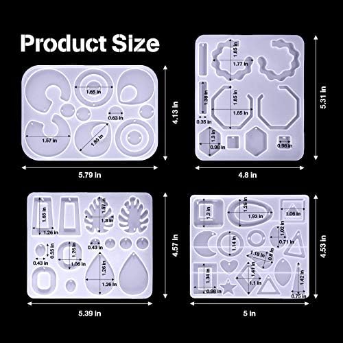 Patelai 4 Pcs Resin Earring Molds for Jewelry Making Kit, Geometric - Image 3