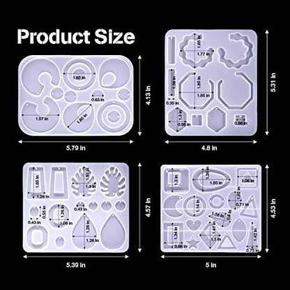 Patelai 4 Pcs Resin Earring Molds for Jewelry Making Kit, Geometric - Image 3