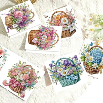Diamond Art Painting Cards, 6 Pack Gem Art Greeting Cards with Envelopes, 5D Diamond Dots Kits Birthday Cards Making Kits for Adults Family Friends Birthday Gifts 6pcs(Mother's Day Happy Bouquet) - Image 2