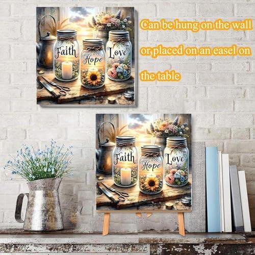 VIGEGU Faith,Hope,Love Paint by Numbers Kit for Adults with Frame - Image 6