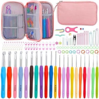 Crochet Hook Set 120Pcs Crochet Needles Kit Ergonomic Soft Grip Handles by Imzay