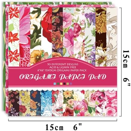 Origami Paper 50 Sheets, 6-Inch Square Double Sided Colored Craft Paper - Image 2