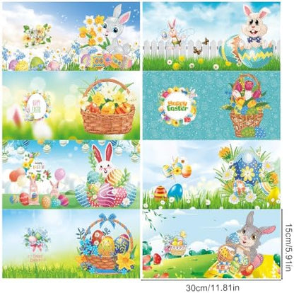 8PCS Easter Egg Rabbit DIY Greeting Card Kits with Envelopes Diamond Art Greeting Cards Diamond Art Cards Kits for Adults DIY Crafts Family Friend Gifts - Image 5