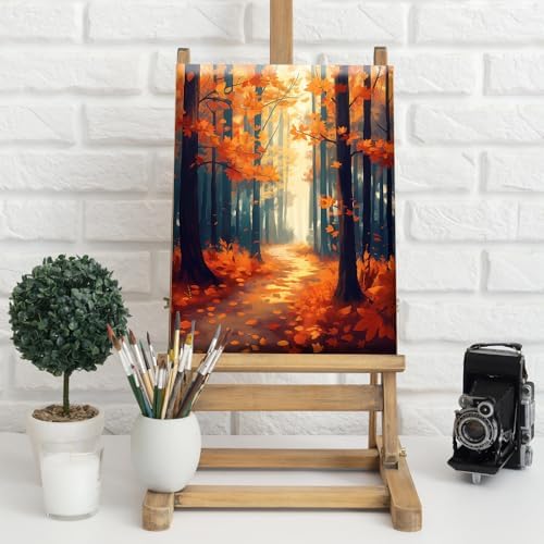 Natuyalo Framed Paint by Number Kits for Adults Beginners, Forest Path Easy Acrylic Adult Paint by Number Kits, Autumn Landscape DIY Painting by Numbers Kits with Frame 12x16 Inch - Image 2