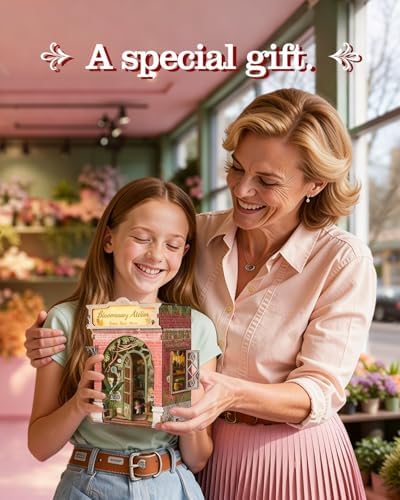 Book Nook Kit, Floral Cottage DIY Miniature House Kit & Stepless Dimming - Image 6