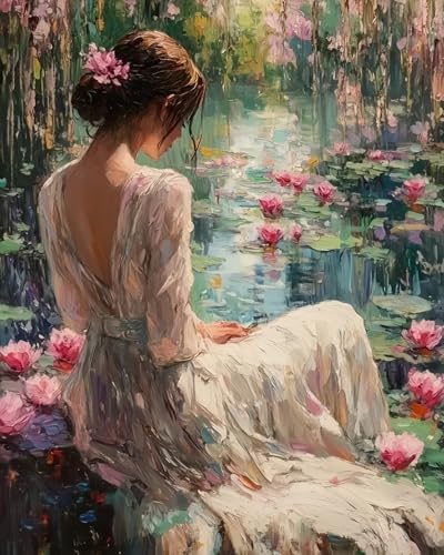 5DDIYART Lotus Woman Paint by Numbers for Adults Beginner, Paint by Number Kits on Canvas, Easy Acrylic Painting Home Wall Decor 16x20 inch by Unknown