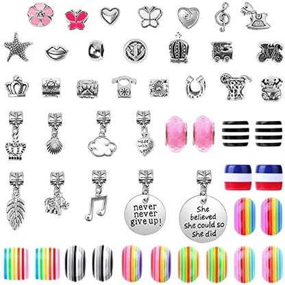 Acejoz 85 Pcs Charm Bracelet Making Kit, DIY Charm Bracelets Beads for Adults and Beginner Jewelry Making Kit - Image 5