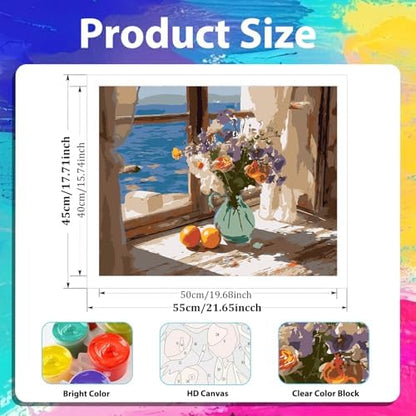 xcemhil Flower Paint by Numbers Kit for Adults Beginner, Flower Paint by Numbers for Adult, Acrylic Paint by Number Kits Suitable for Home Wall Art Decor Gifts 16x20 Inch - Image 4