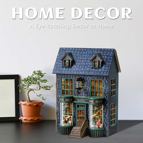 Kisoy DIY Miniature House Kit, Tiny House Building Kit with Furniture and LED Light for Adults and Teens, DIY Mini House Craft Kit, Decorations/Gifts for Family and Friends(Magic Shop) - Image 6