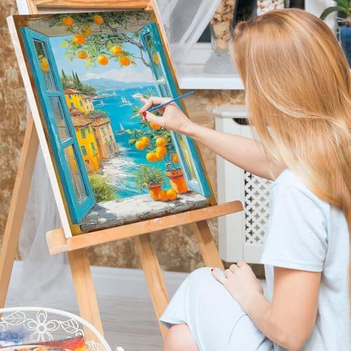 Bowetile Framed Paint by Numbers Landscape Kit for Adults, Adults' Paint-by-Number Kits on Canvas, Painting by Numbers Lemon, DIY Acrylic Number Painting for Home Wall Decor, 8x12in - Image 3