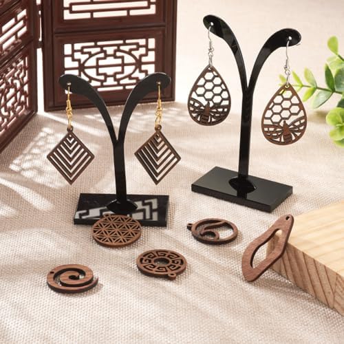 EEE ELECRELIVE 24Pcs Wooden Earrings Blanks Kit Wood Earring Charms Teardrop Rhombus Oval Pendants with Jump Rings for Boho Earring DIY Jewelry Making - Image 2
