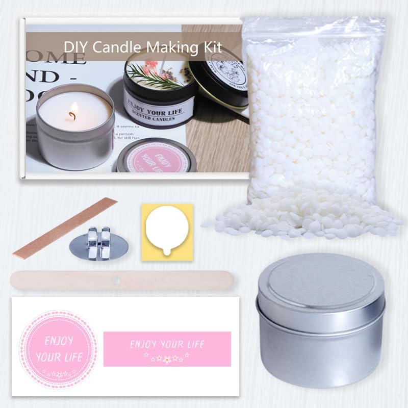 DIY Candle Making Supplies for Adults and Beginners, Including Soybean Wax, Exquisite Stickers, Candle Jars, Wicks, and Homemade Candle jar Sets with Essential Oils. by Unknown