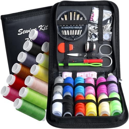 Sewing Kit,Zipper Portable Mini Sewing Kits for Adults,Traveler, Beginner, Emergency,Family Repair,Sewing Supplies with 12 Color Thread,Scissors,Needles,Tape Measure and Other Accessories by SewYourDreamLife
