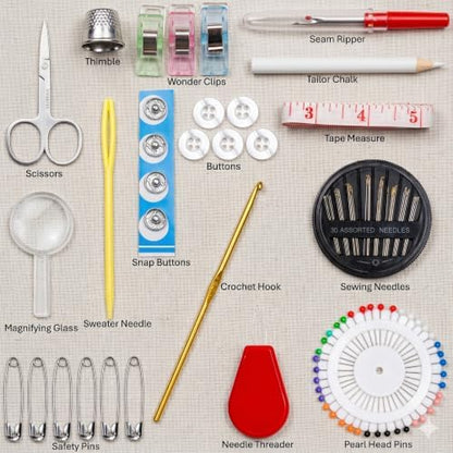 142-Piece Travel Sewing Kit for Adults & Kids, Small Needle & Thread Kit - Image 4