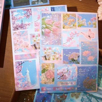 Japanese Kawaii Sticker Book - 20 Sheets Cute Cherry Blossom Island Vibe Stickers for Journals, Planners, Scrapbooking & Water Bottles - Holographic Glitter Vinyl Decals (277 Pcs, Pink) - Image 4